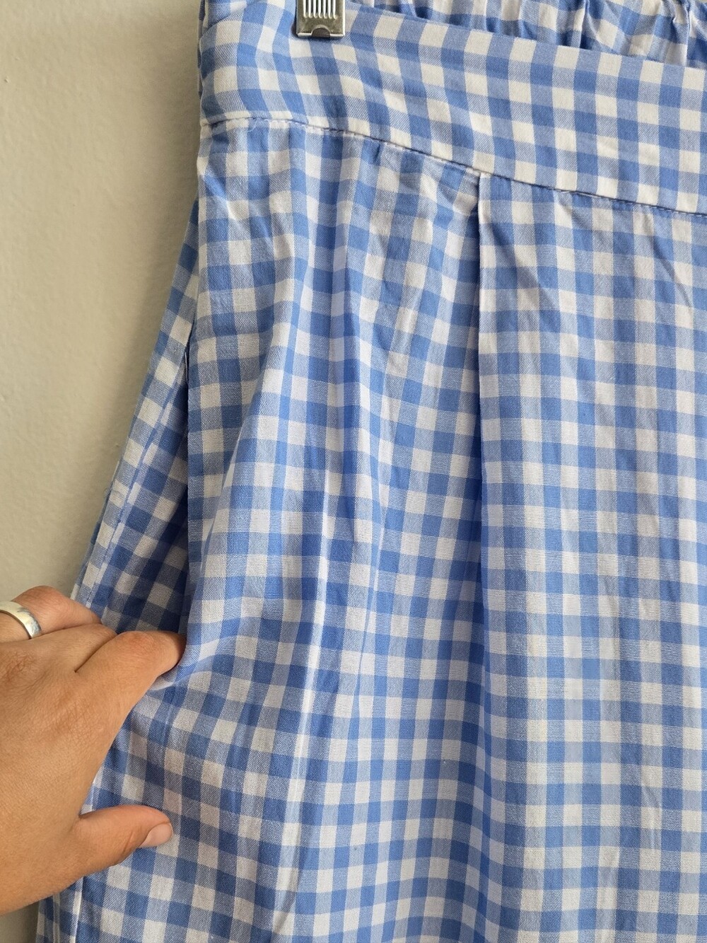 Lulus Delphine Blue and White Gingham Wide-Leg Pants Size L - Picture 4 of 11
